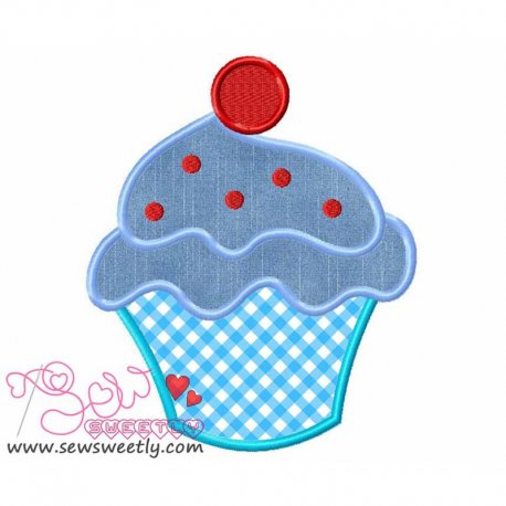 Cupcake With Cherry Applique Design- 1