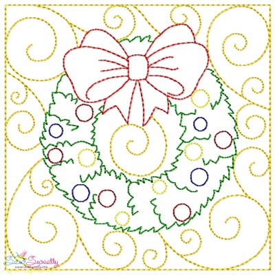Christmas Quilt Block Wreath Embroidery Design Pattern-1