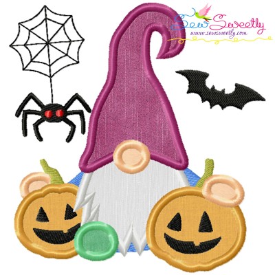 Halloween Gnome Pumpkins And Spider Applique Design Pattern-1