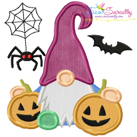 Halloween Gnome Pumpkins And Spider Applique Design Pattern