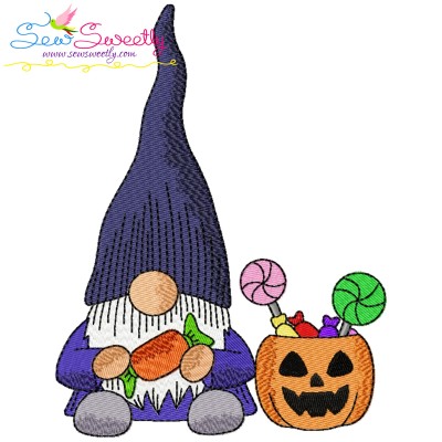 Halloween Gnome Candy Embroidery Design Pattern-1