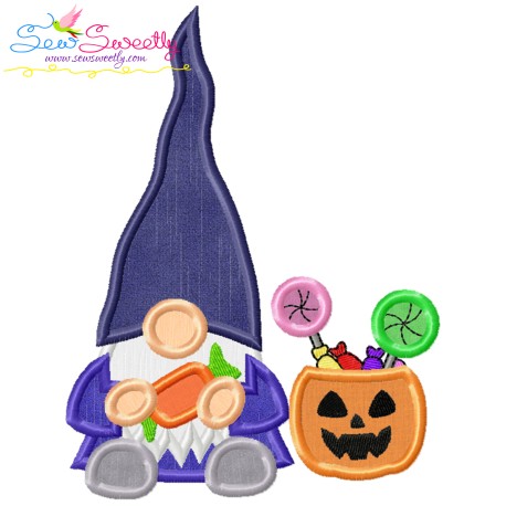 Halloween Gnome Candy Applique Design Pattern