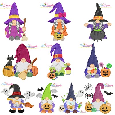 Halloween Gnomes Applique Design Bundle- 1