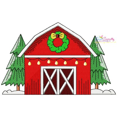 Christmas Barn Farmhouse Embroidery Design Pattern-1