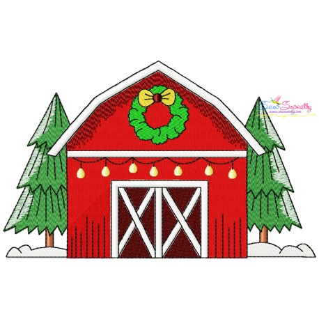 Christmas Barn Farmhouse Embroidery Design- 1