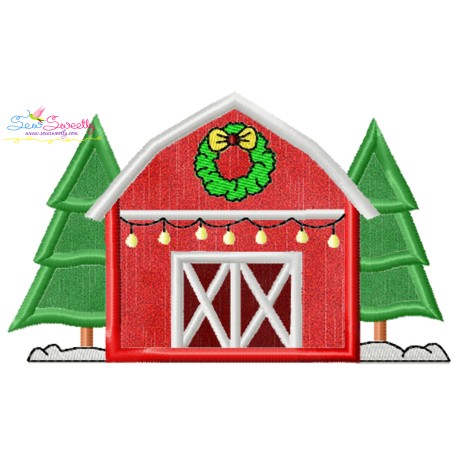 Christmas Barn Farmhouse Applique Design- 1