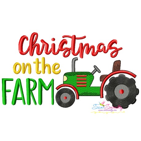 Christmas On The Farm Tractor Embroidery Design- 1