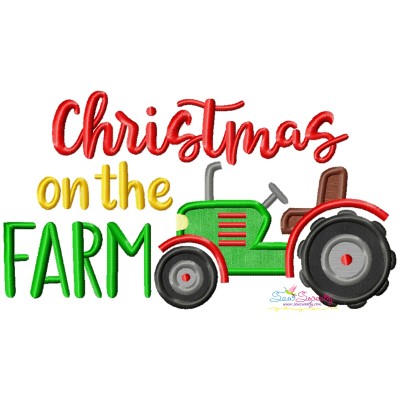 Christmas On The Farm Tractor Applique Design Pattern-1