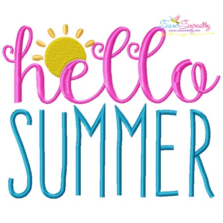 Hello Summer Lettering Embroidery Design Pattern-1