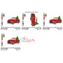 Red Christmas Truck With Tree Embroidery Design Pattern-2