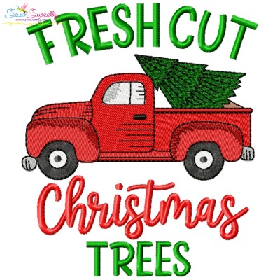Fresh Cut Christmas Trees Truck Embroidery Design Pattern-1