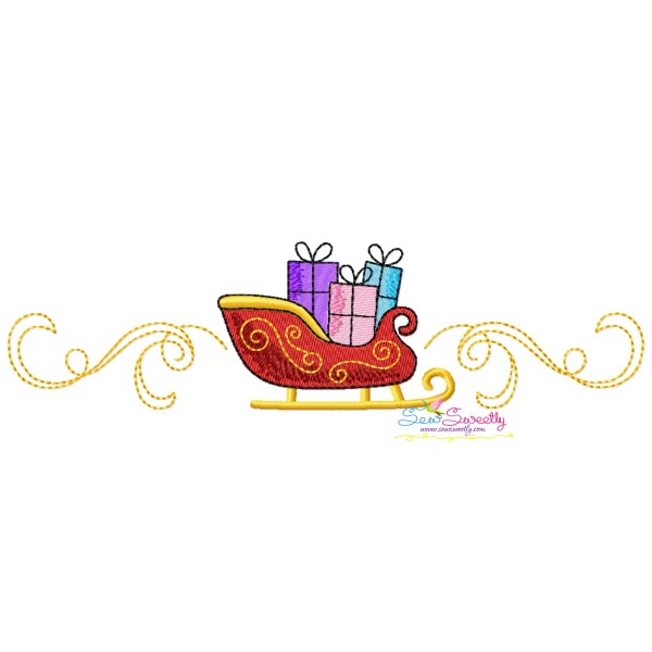 Christmas Border Santa Sleigh Embroidery Design Pattern-1