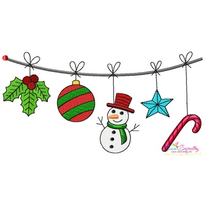 Christmas Border Snowman Ornaments Embroidery Design Pattern-1