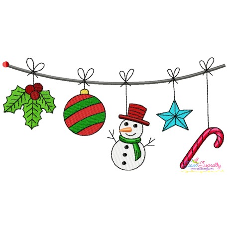 Christmas Border Snowman Ornaments Embroidery Design Pattern