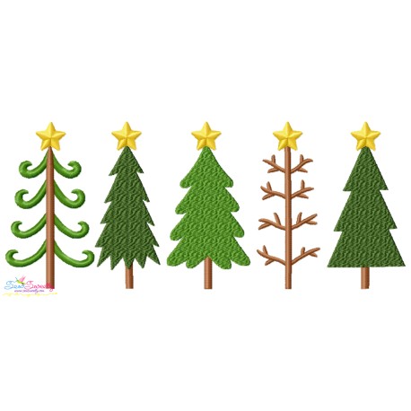 Christmas Trees Border Embroidery Design Pattern