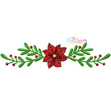 Christmas Border Poinsettia Flower Embroidery Design Pattern-1