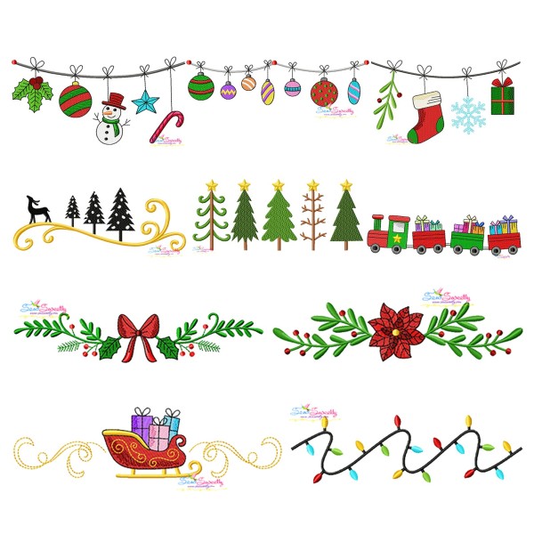 Christmas Borders Embroidery Design Bundle-1