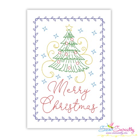 Cardstock Embroidery Design Pattern- Merry Christmas Tree Greeting Card