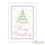 Cardstock Embroidery Design Pattern- Merry Christmas Tree Greeting Card-1