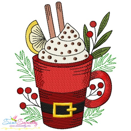 Christmas Hot Chocolate Cup-10 Embroidery Design Pattern