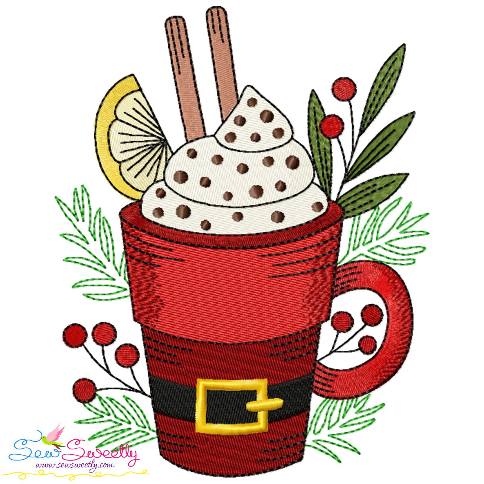 Hot Cocoa Vibes Hot Chocolate Christmas Filled Machine Embroidery