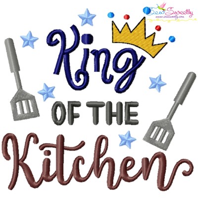 King of The Kitchen Lettering Embroidery Design Pattern-1