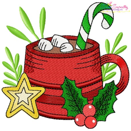 Christmas Hot Chocolate Cup-6 Embroidery Design Pattern