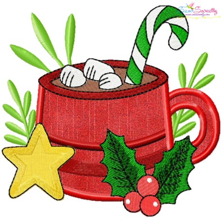 Christmas Hot Chocolate Cup-6 Applique Design Pattern
