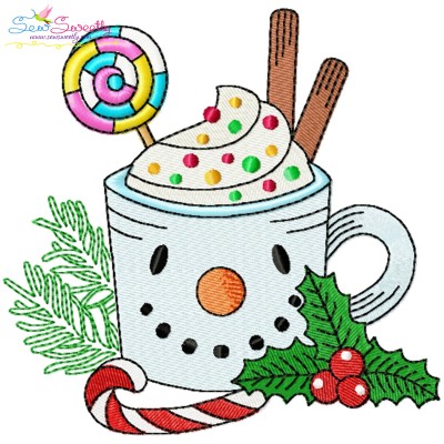 Christmas Hot Chocolate Cup-5 Embroidery Design Pattern-1