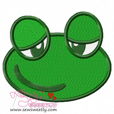 Cute Frog Face Embroidery Design Pattern-1