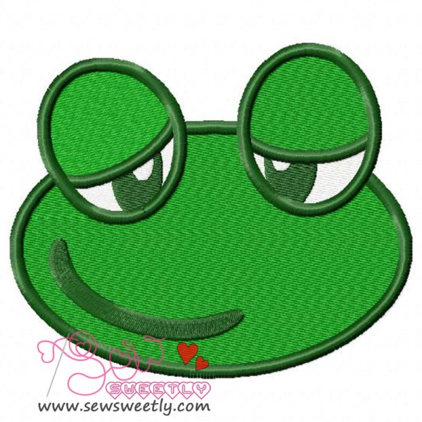 Cute Frog Face Embroidery Design Pattern-1