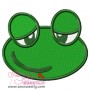 Cute Frog Face Embroidery Design Pattern-1