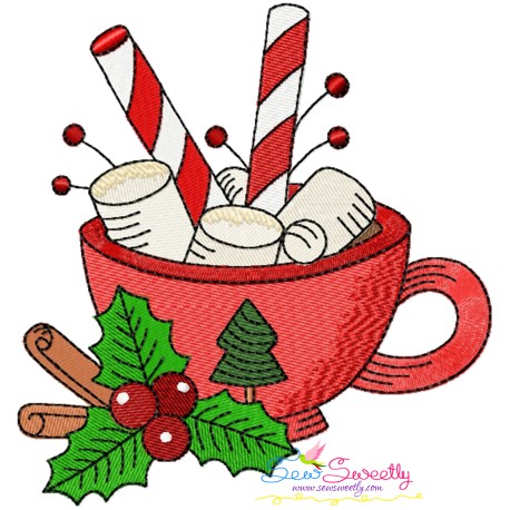 Christmas Hot Chocolate Cup-4 Embroidery Design Pattern