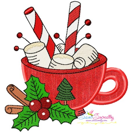 Christmas Hot Chocolate Cup-4 Applique Design Pattern