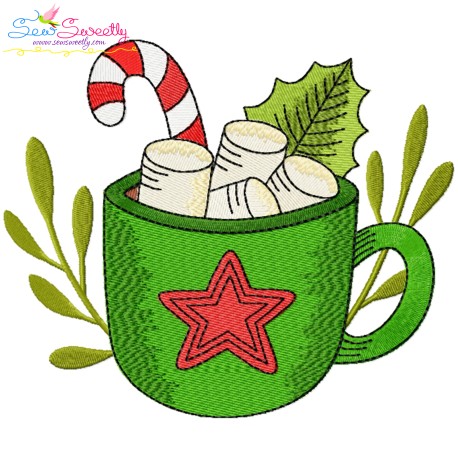 Christmas Hot Chocolate Cup-3 Embroidery Design Pattern
