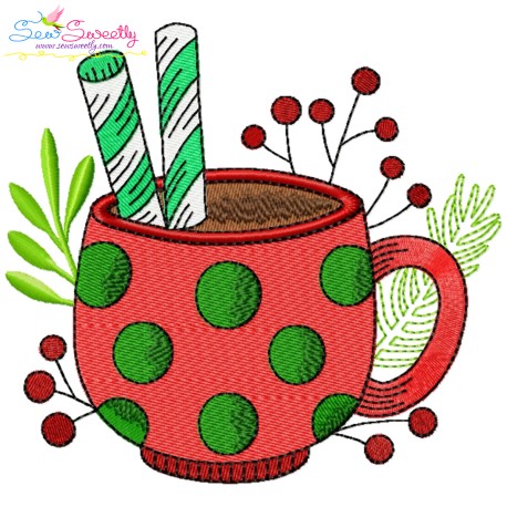 Christmas Hot Chocolate Cup-2 Embroidery Design Pattern