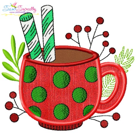 Christmas Hot Chocolate Cup-2 Applique Design Pattern