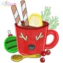 Christmas Hot Chocolate Cups Applique Design Bundle-9