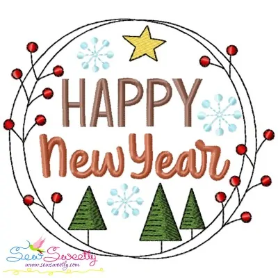Happy New Year Frame-9 Embroidery Design Pattern-1