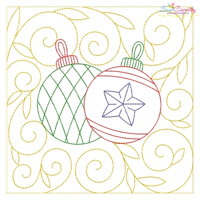 Christmas Quilt Block Ornaments Embroidery Design- 1