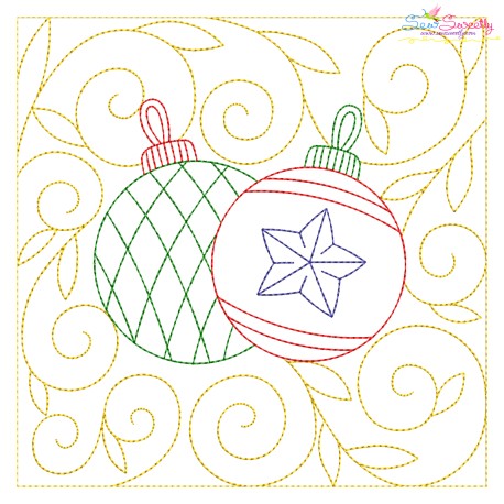 Christmas Quilt Block Ornaments Embroidery Design Pattern