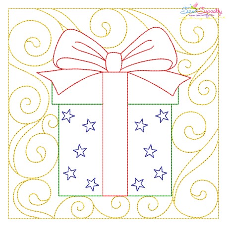 Christmas Quilt Block Gift Embroidery Design Pattern