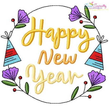 Happy New Year Frame-8 Embroidery Design Pattern-1