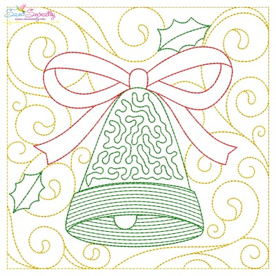 Christmas Quilt Block Bell Embroidery Design Pattern-1