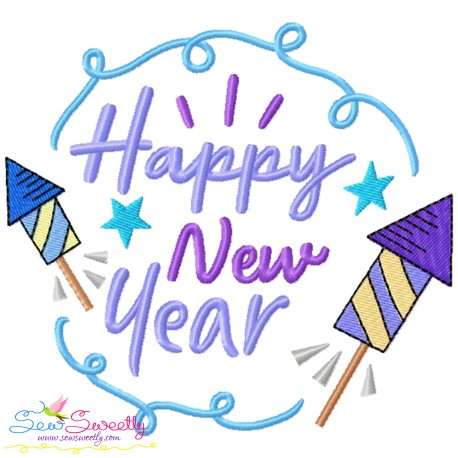 Happy New Year Frame-7 Embroidery Design Pattern