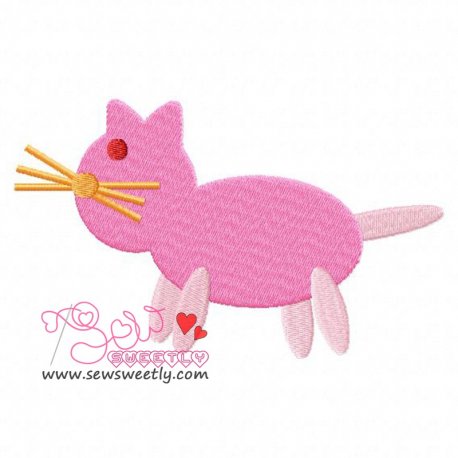 Pink Cat Embroidery Design Pattern-1