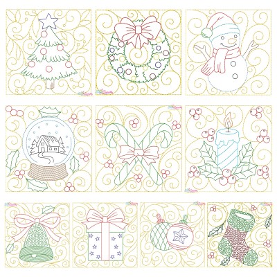 Christmas Quilt Blocks Embroidery Design Bundle- 1