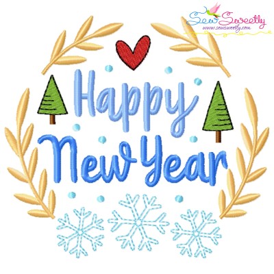 Happy New Year Frame-5 Embroidery Design Pattern-1