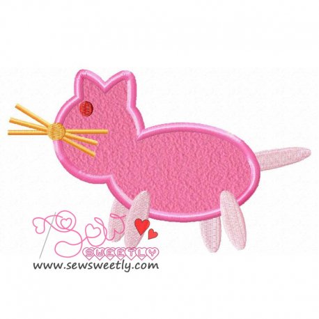 Pink Cat Applique Design Pattern-1