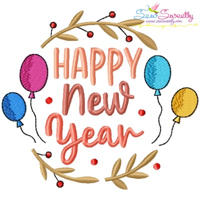 Happy New Year Frame-4 Embroidery Design Pattern-1